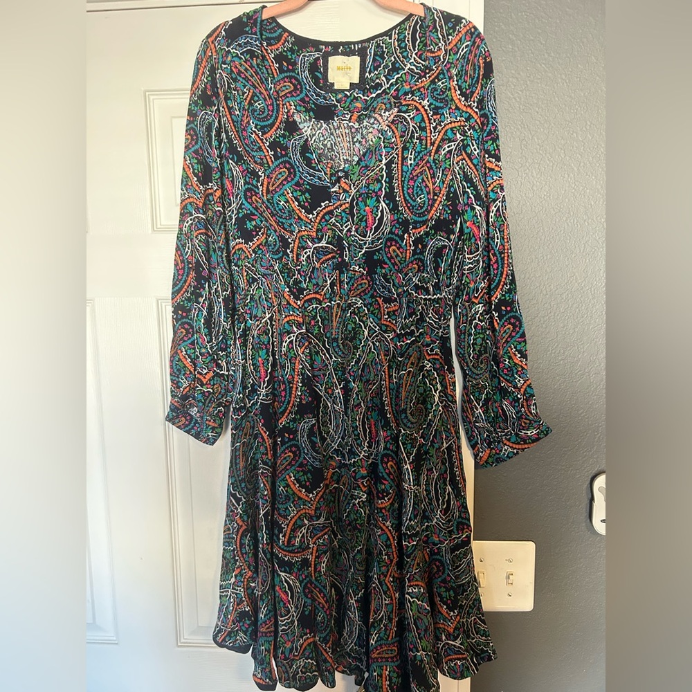 Maeve Colorful Paisley Long Sleeve Dress